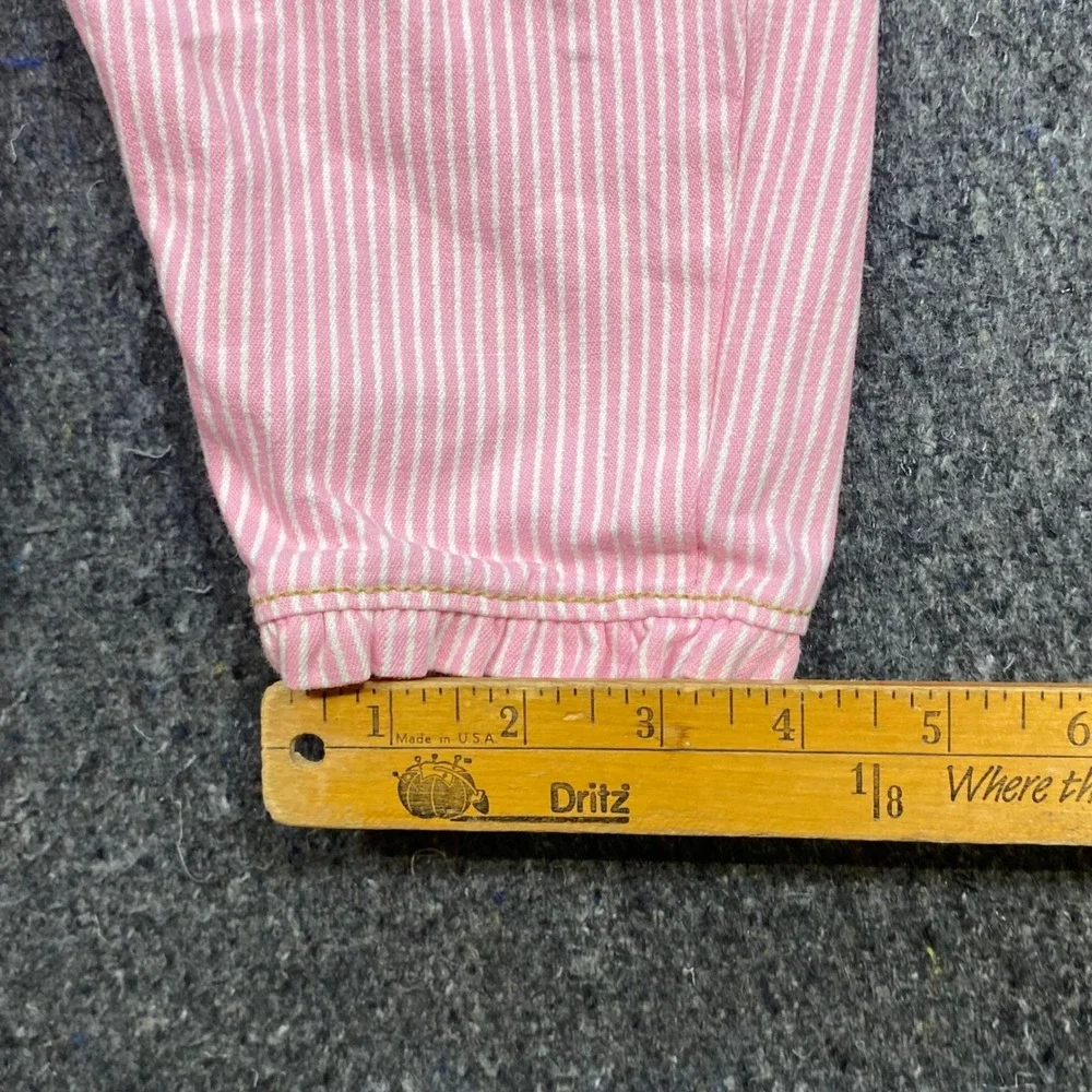 OshKosh B gosh Overalls Sz 6M Baby Girls Pink Stripe Butterfly Ruffle Bib Pants